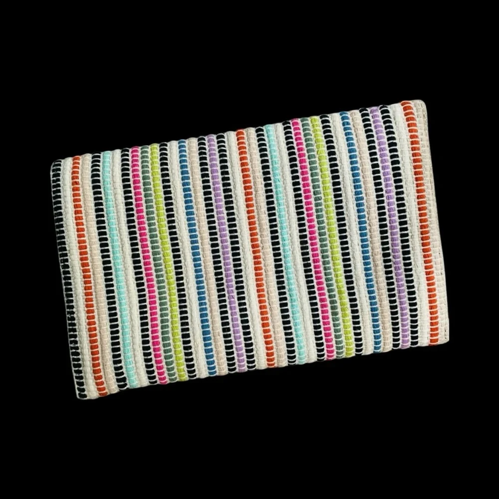 New Large Stella & Dot Taj Hand Woven Colorful Fringe Clutch - Picture 5 of 6
